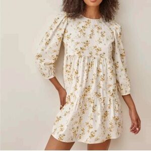Reformation Beckett Floral-Print Organic Cotton-Blend Mini Dress Size XS